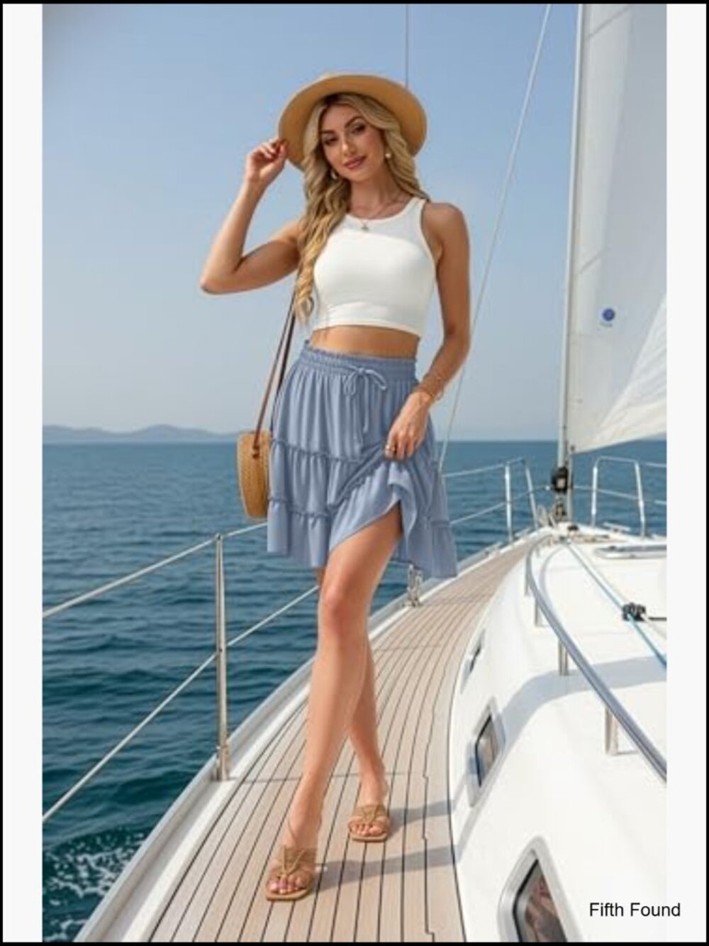 Flowy Boho Skort with Built-in Shorts, Pockets, Ruffle Tiered Design - Picture 2 of 7